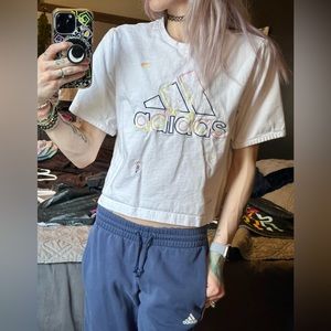 Adidas Original Global Citizens Embroidered Logo Cropped White Tee